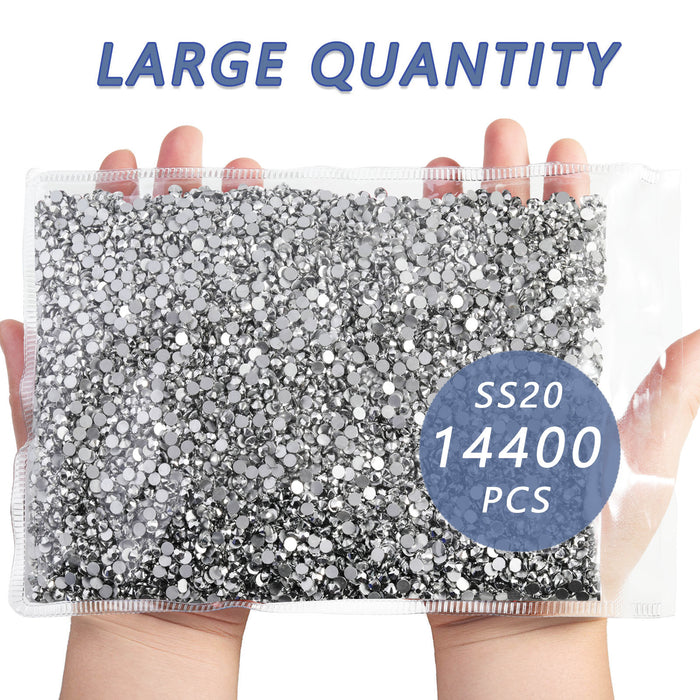 Flatback Rhinestones Bulk, Rhinestones for Nails Crafts Clothes DIY Decoration, Silver Hematite