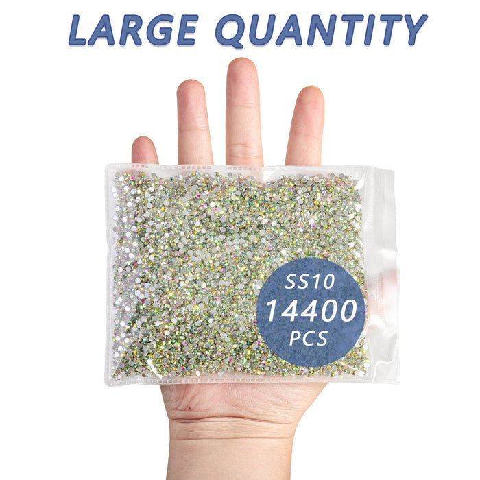 Flatback Rhinestones Bulk, Rhinestones for Nails Crafts Clothes DIY Decoration, Crystal AB