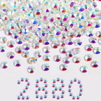 Flatback Rhinestones Bulk, Rhinestones for Nails Crafts Clothes DIY Decoration, TransparentAB