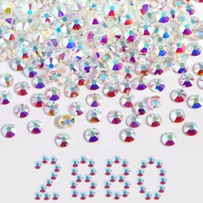 Flatback Rhinestones Bulk, Rhinestones for Nails Crafts Clothes DIY Decoration, TransparentAB