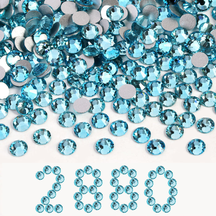 Flatback Rhinestones Bulk, Rhinestones for Nails Crafts Clothes DIY Decoration, Aquamarine