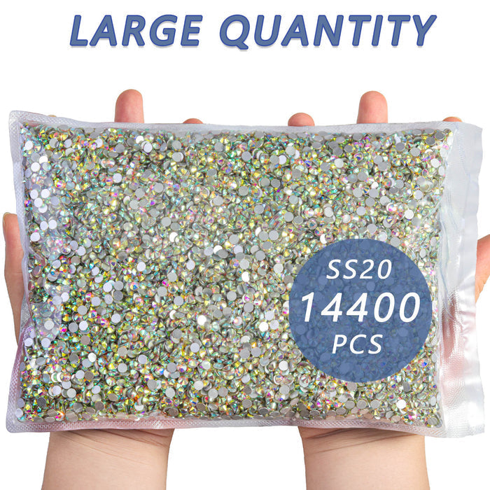 Flatback Rhinestones Bulk, Rhinestones for Nails Crafts Clothes DIY Decoration, Crystal AB