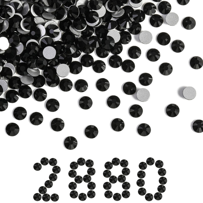 Flatback Rhinestones Bulk, Rhinestones for Nails Crafts Clothes DIY Decoration, Jet Black