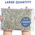 Flatback Rhinestones Bulk, Rhinestones for Nails Crafts Clothes DIY Decoration, Crystal AB
