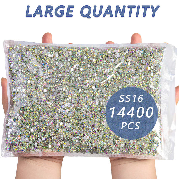 Flatback Rhinestones Bulk, Rhinestones for Nails Crafts Clothes DIY Decoration, Crystal AB