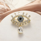 Korean Style Fashionable Crystal Teardrop Glasses with Diamond-Accented Alloy Brooch Pin Corsage for Men's & Women's Apparel Accessories (Eye-Themed)
