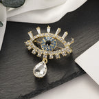 Korean Style Fashionable Crystal Teardrop Glasses with Diamond-Accented Alloy Brooch Pin Corsage for Men's & Women's Apparel Accessories (Eye-Themed)