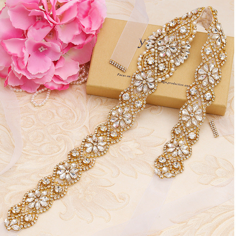 Bridal Rhinestone Belt 834, Elegant Pearl And Crystal Waist Cincher For Wedding Dress, Bride, Prom, Evening Gown Accessories