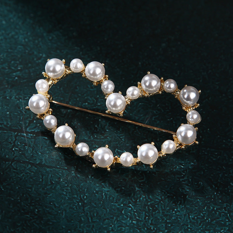Korea style full pearl swan rhinestone flower brooch pin -women's fashion accessories