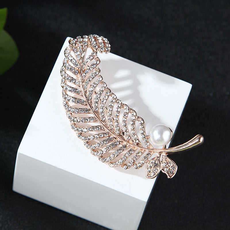 Korea style full pearl swan rhinestone flower brooch pin -women's fashion accessories