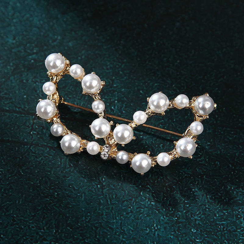 Korea style full pearl swan rhinestone flower brooch pin -women's fashion accessories