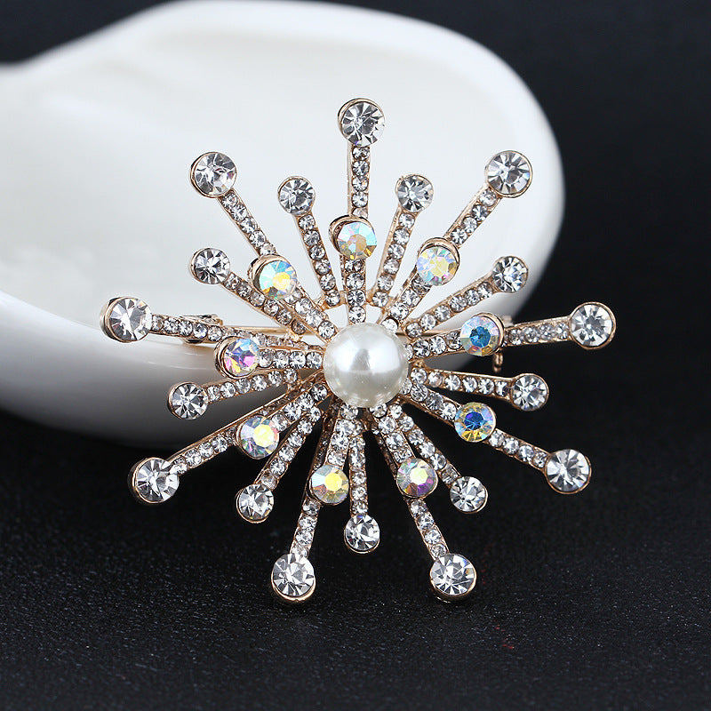 Korea style full pearl swan rhinestone flower brooch pin -women's fashion accessories