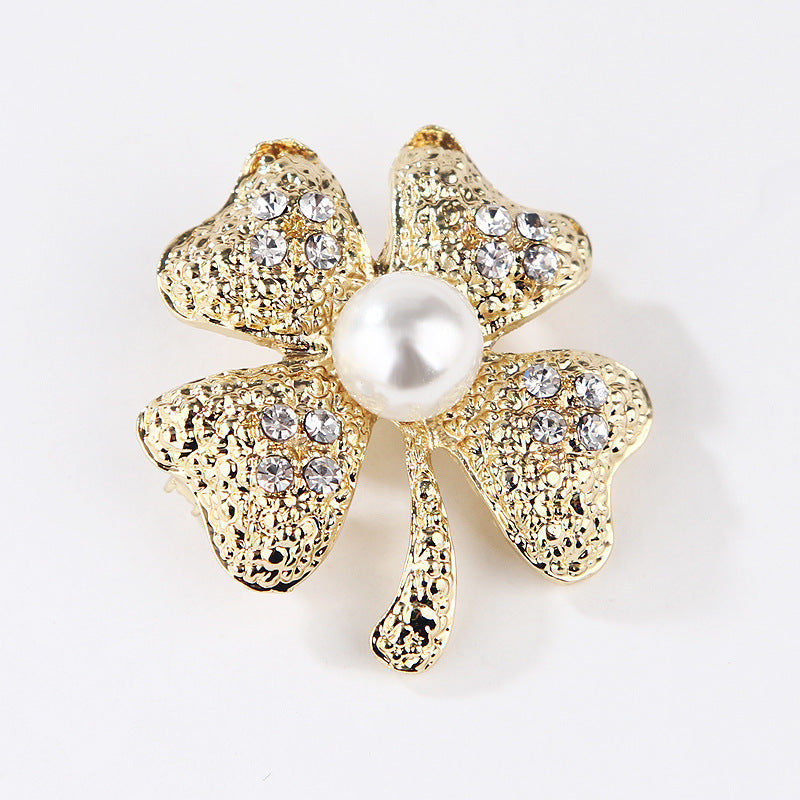 Korea style full pearl swan rhinestone flower brooch pin -women's fashion accessories