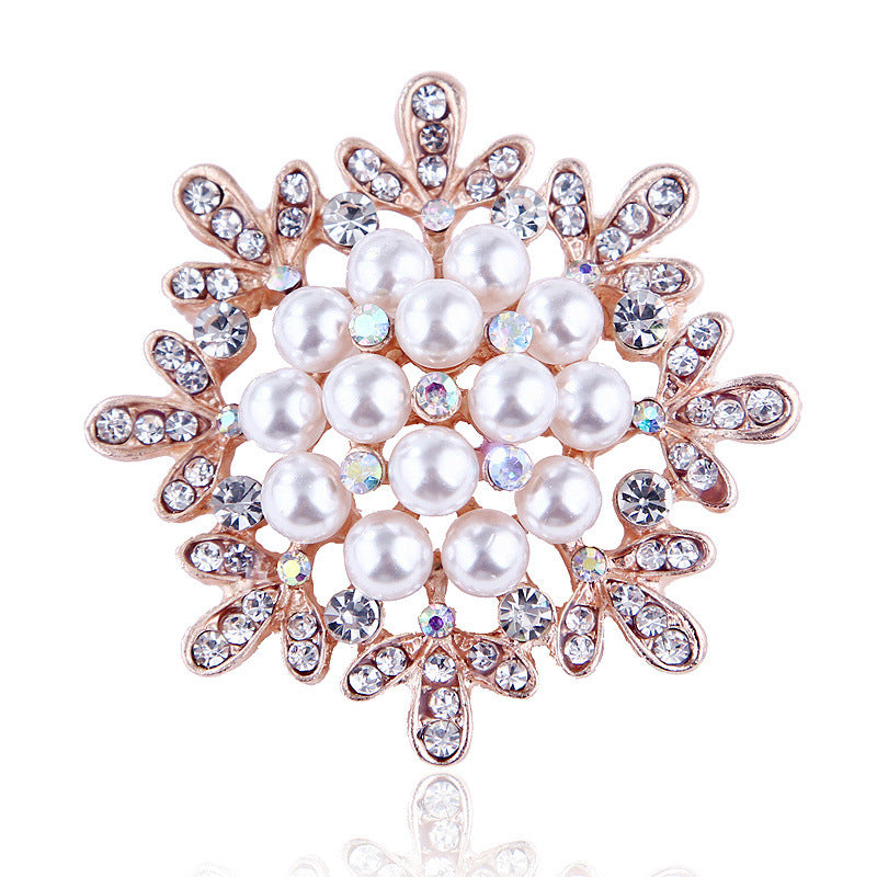 Korea style full pearl swan rhinestone flower brooch pin -women's fashion accessories