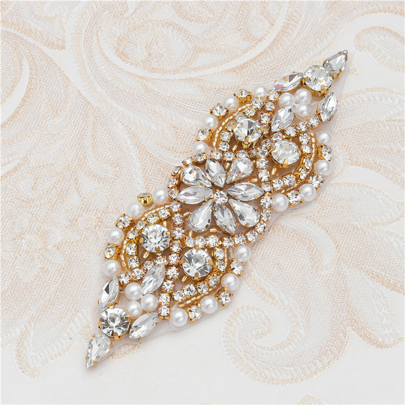 Hot Fix Alloy Rhinestone & Pearl Diy Craft Patches, Self-adhesive Crystal Embellishments For Clothing, Shoes & Bags Decoration