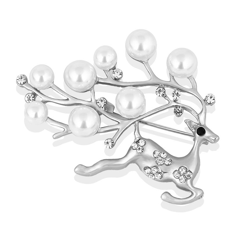 Korea style full pearl swan rhinestone flower brooch pin -women's fashion accessories