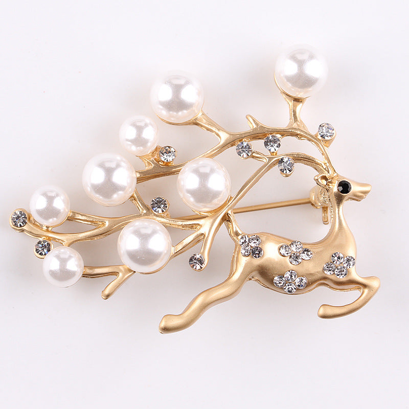Korea style full pearl swan rhinestone flower brooch pin -women's fashion accessories