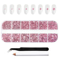 Rhinestones for Makeup,8 sizes 2500pcs Flatback Rhinestones Face Gems for Nails Crafts with Tweezers and Wax Pencil- Light Pink