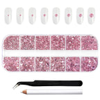 Rhinestones for Makeup,8 sizes 2500pcs Flatback Rhinestones Face Gems for Nails Crafts with Tweezers and Wax Pencil- Light Pink