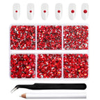 4300pcs Flatback Rhinestones, Nail Gems Round Crystal Rhinestones for Crafts,Mixed 6 Sizes with Picking Tweezers and Wax Pencil Kit- Light Siam