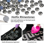 Hotfix Rhinestones Bulk, Hot Fix Rhinestones for Crafts Clothes DIY Decoration, Black Diamond