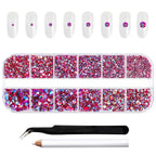 Rhinestones for Makeup,8 sizes 2500pcs Flatback Rhinestones Face Gems for Nails Crafts with Tweezers and Wax Pencil- Light SiamAB