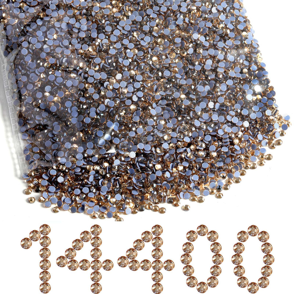 Hotfix Rhinestones Bulk, Hot Fix Rhinestones for Crafts Clothes DIY Decoration, Golden Shadow