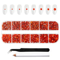 Rhinestones for Makeup,8 sizes 2500pcs Flatback Rhinestones Face Gems for Nails Crafts with Tweezers and Wax Pencil- Orange