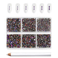 7200pcs Flatback Rhinestones,Nail Gems Round Crystal Rhinestones for Crafts,Mixed 6 Sizes with Wax Pencil Kit, SS3-SS10 -Bluevolcano