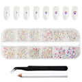 Rhinestones for Makeup,8 sizes 2500pcs Flatback Rhinestones Face Gems for Nails Crafts with Tweezers and Wax Pencil- Transparent AB