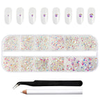 Rhinestones for Makeup,8 sizes 2500pcs Flatback Rhinestones Face Gems for Nails Crafts with Tweezers and Wax Pencil- Transparent AB