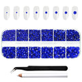 Rhinestones for Makeup,8 sizes 2500pcs Flatback Rhinestones Face Gems for Nails Crafts with Tweezers and Wax Pencil- Sapphire