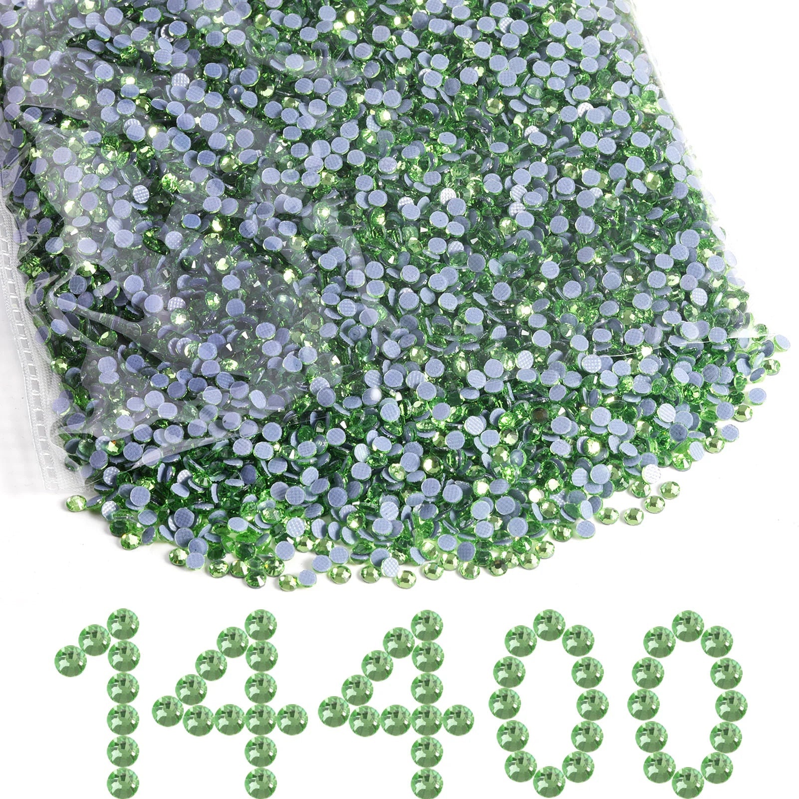 Hotfix Rhinestones Bulk, Hot Fix Rhinestones for Crafts Clothes DIY Decoration, Light Green