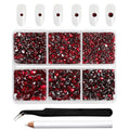 4300pcs Flatback Rhinestones, Nail Gems Round Crystal Rhinestones for Crafts,Mixed 6 Sizes with Picking Tweezers and Wax Pencil Kit- Darksiam