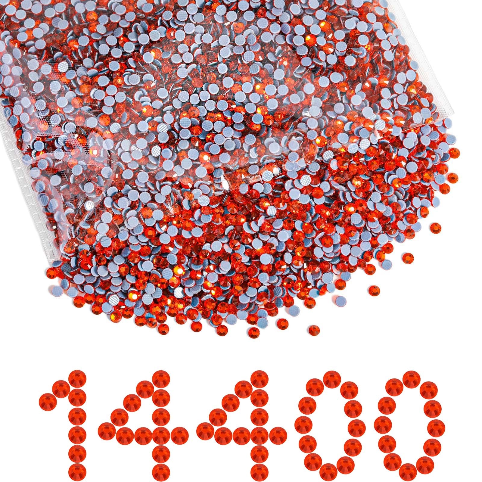 Hotfix Rhinestones Bulk, Hot Fix Rhinestones for Crafts Clothes DIY Decoration, Orange