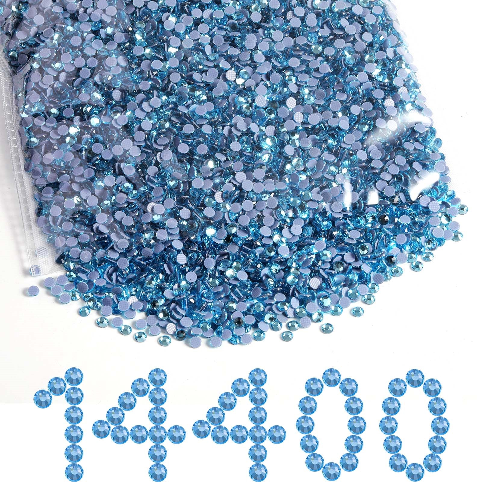 Hotfix Rhinestones Bulk, Hot Fix Rhinestones for Crafts Clothes DIY Decoration, Aquamarine