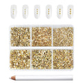 7200pcs Flatback Rhinestones,Nail Gems Round Crystal Rhinestones for Crafts,Mixed 6 Sizes with Wax Pencil Kit, SS3-SS10-Metalsunlight