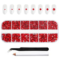 Rhinestones for Makeup,8 sizes 2500pcs Flatback Rhinestones Face Gems for Nails Crafts with Tweezers and Wax Pencil- Light Siam