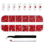 Rhinestones for Makeup,8 sizes 2500pcs Flatback Rhinestones Face Gems for Nails Crafts with Tweezers and Wax Pencil- Light Siam