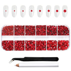 Rhinestones for Makeup,8 sizes 2500pcs Flatback Rhinestones Face Gems for Nails Crafts with Tweezers and Wax Pencil- Siam