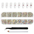 Rhinestones for Makeup,8 sizes 2500pcs Flatback Rhinestones Face Gems for Nails Crafts with Tweezers and Wax Pencil- Crystal AB