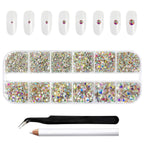Rhinestones for Makeup,8 sizes 2500pcs Flatback Rhinestones Face Gems for Nails Crafts with Tweezers and Wax Pencil- Crystal AB