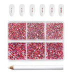 7200pcs Flatback Rhinestones,Nail Gems Round Crystal Rhinestones for Crafts,Mixed 6 Sizes with Wax Pencil Kit, SS3-SS10-Hyacinthab
