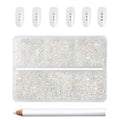 7200pcs Flatback Rhinestones,Nail Gems Round Crystal Rhinestones for Crafts,Mixed 6 Sizes with Wax Pencil Kit, SS3-SS10-Transparent