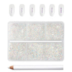 7200pcs Flatback Rhinestones,Nail Gems Round Crystal Rhinestones for Crafts,Mixed 6 Sizes with Wax Pencil Kit, SS3-SS10-Transparent