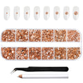Rhinestones for Makeup,8 sizes 2500pcs Flatback Rhinestones Face Gems for Nails Crafts with Tweezers and Wax Pencil- Light Peach