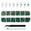 Rhinestones for Makeup,8 sizes 2500pcs Flatback Rhinestones Face Gems for Nails Crafts with Tweezers and Wax Pencil- Emerald
