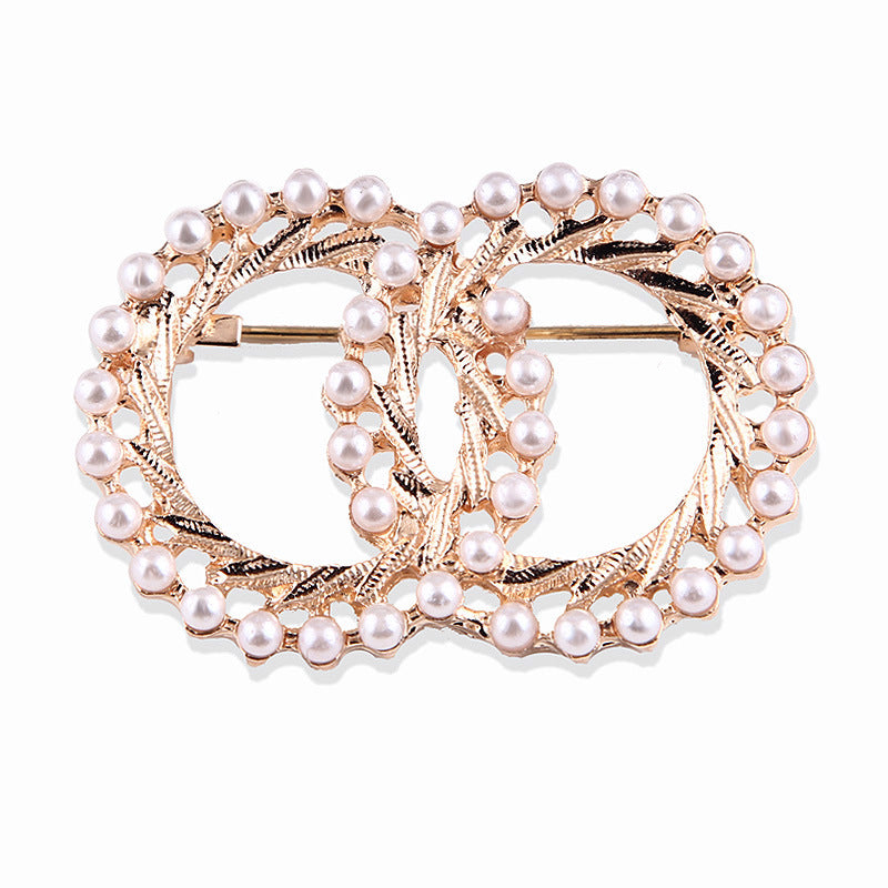 Korea style full pearl swan rhinestone flower brooch pin -women's fashion accessories
