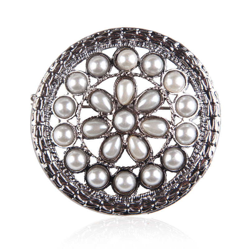 Korea style full pearl swan rhinestone flower brooch pin -women's fashion accessories