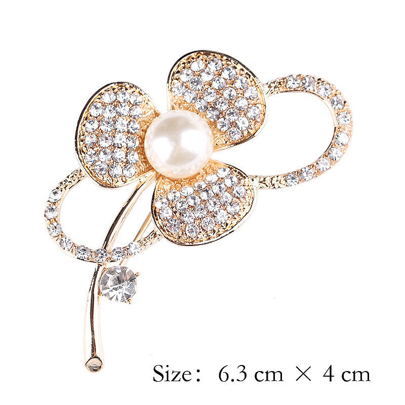 Korea style full pearl swan rhinestone flower brooch pin -women's fashion accessories